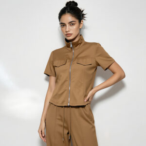 2026 best selling women's casual two piece set — short sleeve top (solid color) paired with wide leg pants (with zipper accents) | wholesale women's casual wear & loungewear