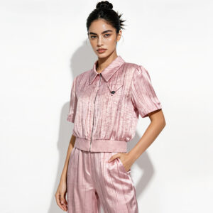 2026 hot selling women's two piece short sleeved casual set, solid color zipper jacket and pants, women's casual wear, wholesale women's homewear.
