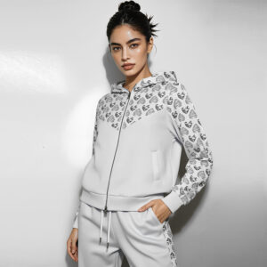 2026 hot selling women's two piece casual set: solid color printed zipper hoodie and pants, women's casual wear, wholesale women's homewear. (复制)
