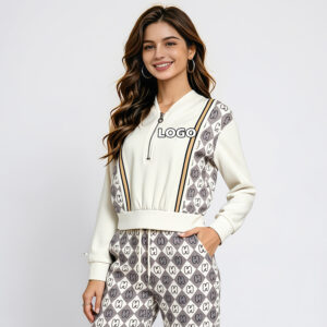 2026 hot sale women’s 2 piece casual suit, vintage striped zip up jacket and pants, casual swear for women, wholesale ladies loungewear.