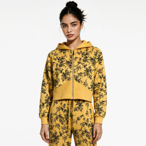 2026 hot selling women's two piece casual set: solid color printed zipper hoodie and pants, women's casual wear, wholesale women's homewear.