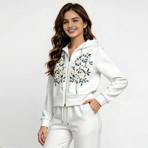 2026 hot selling women's two piece short sleeved casual set, solid color pattern zipper jacket and pants, women's casual wear, wholesale women's homewear.