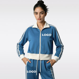 2026 hot sale women's 2 piece casual suit, vintage striped zip up jacket and pants, casual swear for women, wholesale ladies loungewear.
