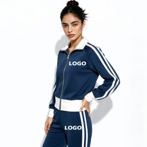 2026 hot sale women’s 2 piece casual suit, vintage striped zip up jacket and pants, casual swear for women, wholesale ladies loungewear.