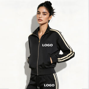 2026 hot sale women’s 2 piece casual suit, vintage striped zip up jacket and pants, casual swear for women, wholesale ladies loungewear.
