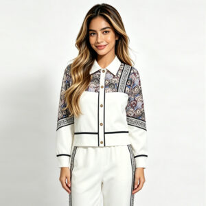 2026 new arrival women's 2 piece outfits, casual printed button down shirt and pants set, elegant business casual tracksuits for women, wholesale ladies loungewear