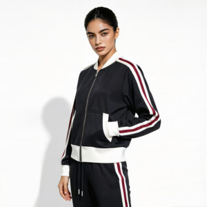 2026 hot sale women’s 2 piece casual suit, vintage striped zip up jacket and pants, casual swear for women, wholesale ladies loungewear.